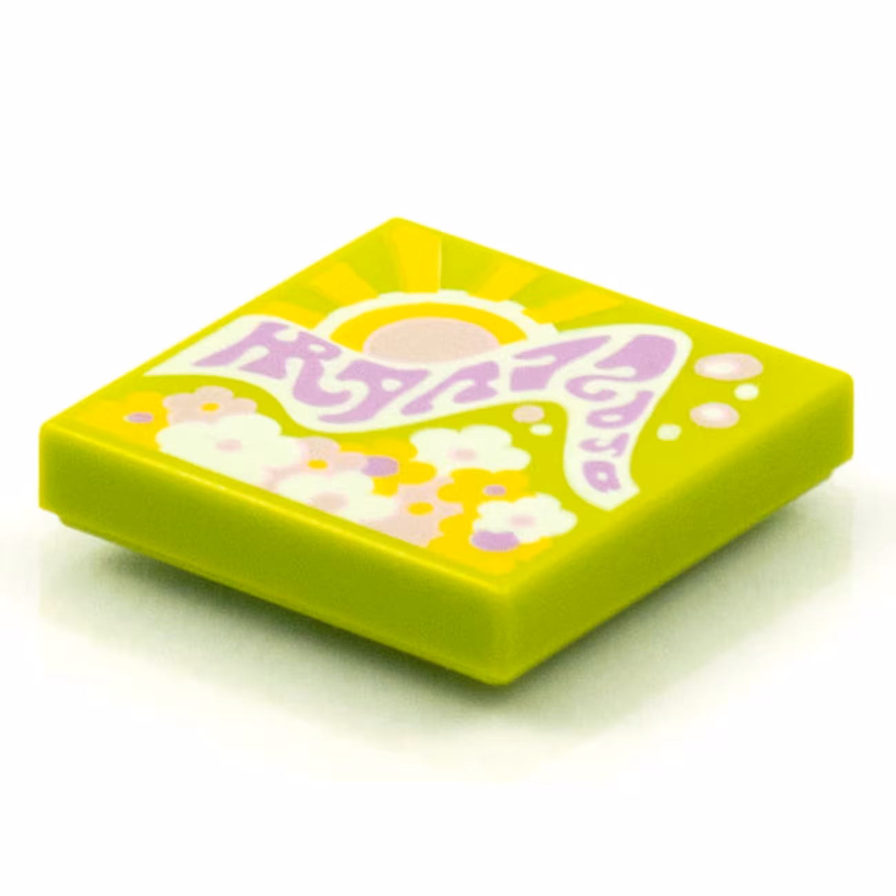 Tile 2 x 2 with Groove with BeatBit Album Cover - Sun and Sunshine with Flowers Pattern Tile 2 x 2 with Groove with BeatBit Album Cover - Sun and Sunshine with Flowers Pattern