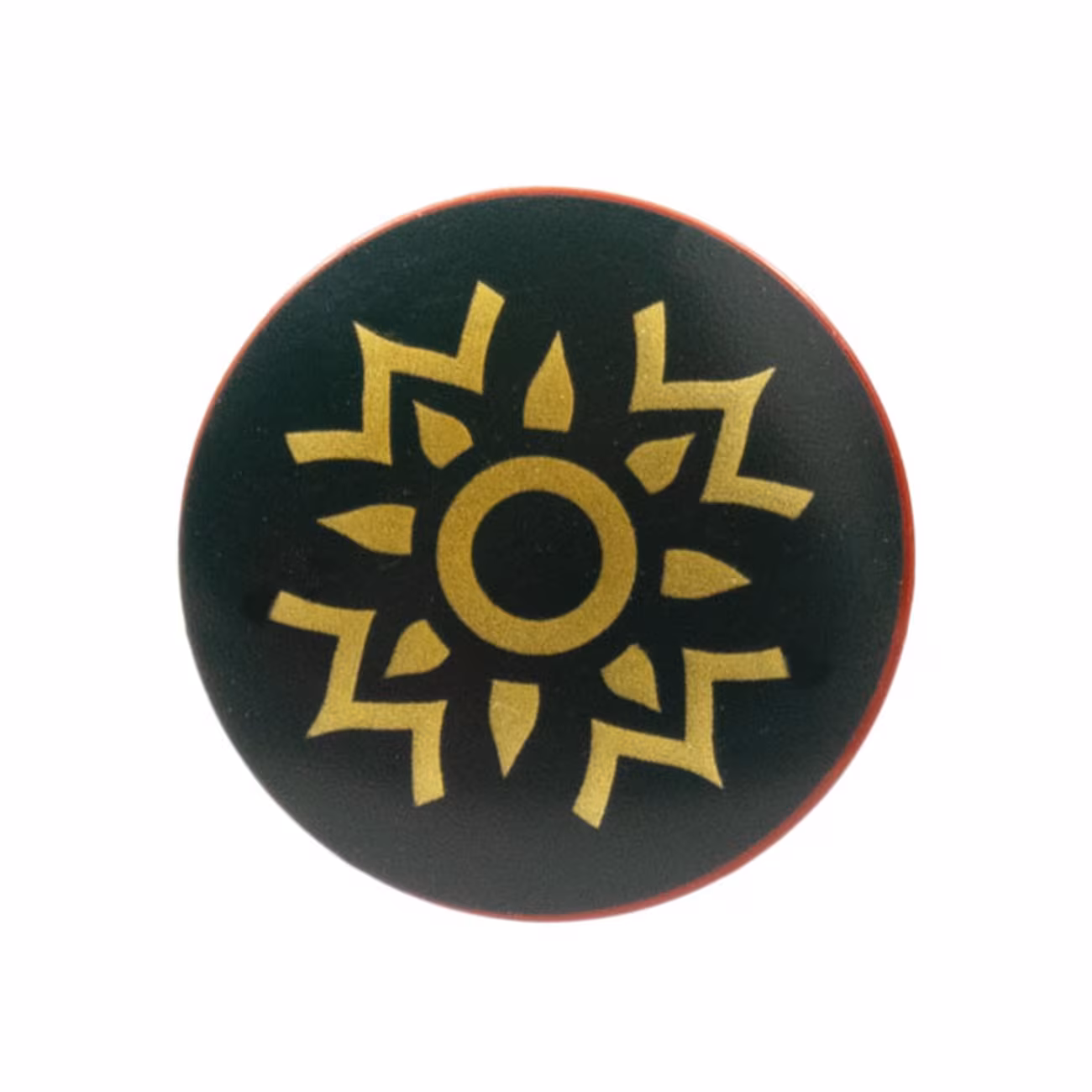 Minifigure, Shield Circular Convex Face with Dark Green and Gold Rohan Pattern Minifigure, Shield Circular Convex Face with Dark Green and Gold Rohan Pattern