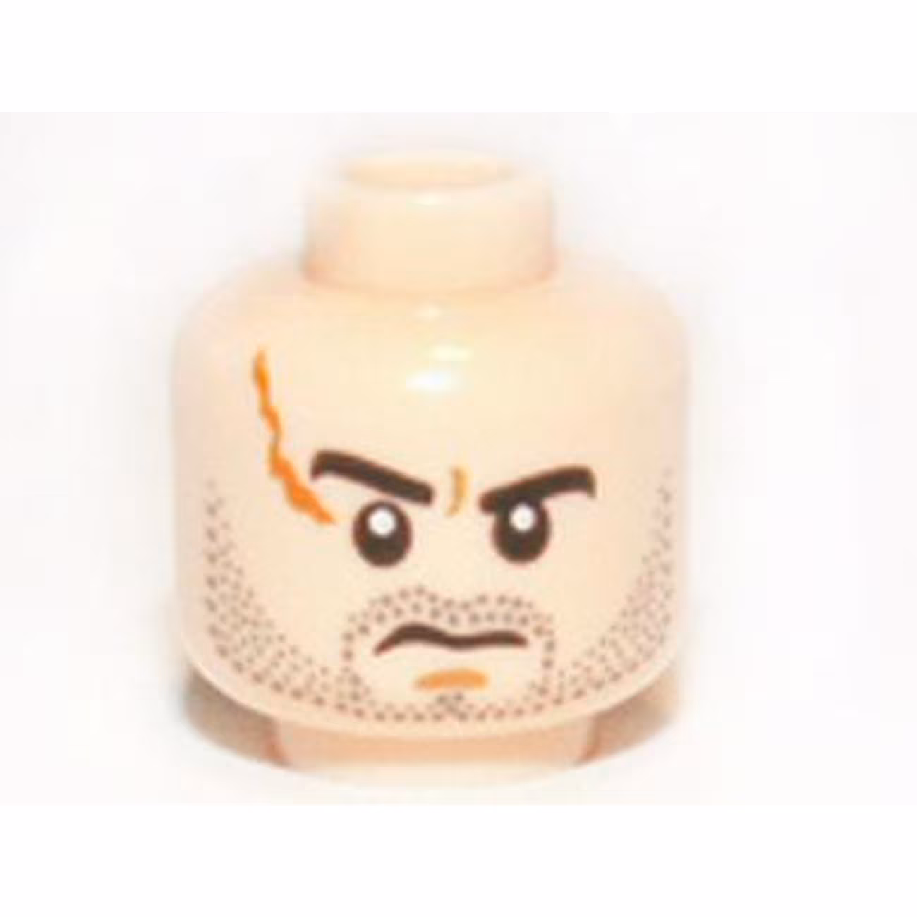 Minifigure, Head Male Large Scar and Stubble Pattern - Hollow Stud Minifigure, Head Male Large Scar and Stubble Pattern - Hollow Stud