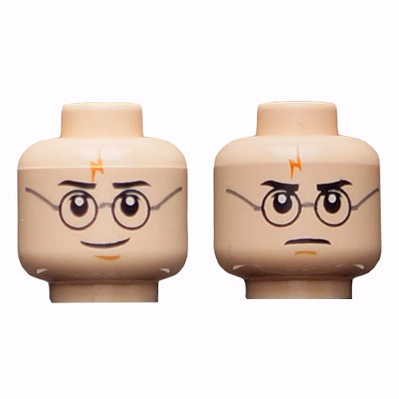 Minifigure, Head Dual Sided HP Harry with Glasses and Lightning Bolt, Frown / Smile Pattern - Blocked Open Stud Minifigure, Head Dual Sided HP Harry with Glasses and Lightning Bolt, Frown / Smile Pattern - Blocked Open Stud