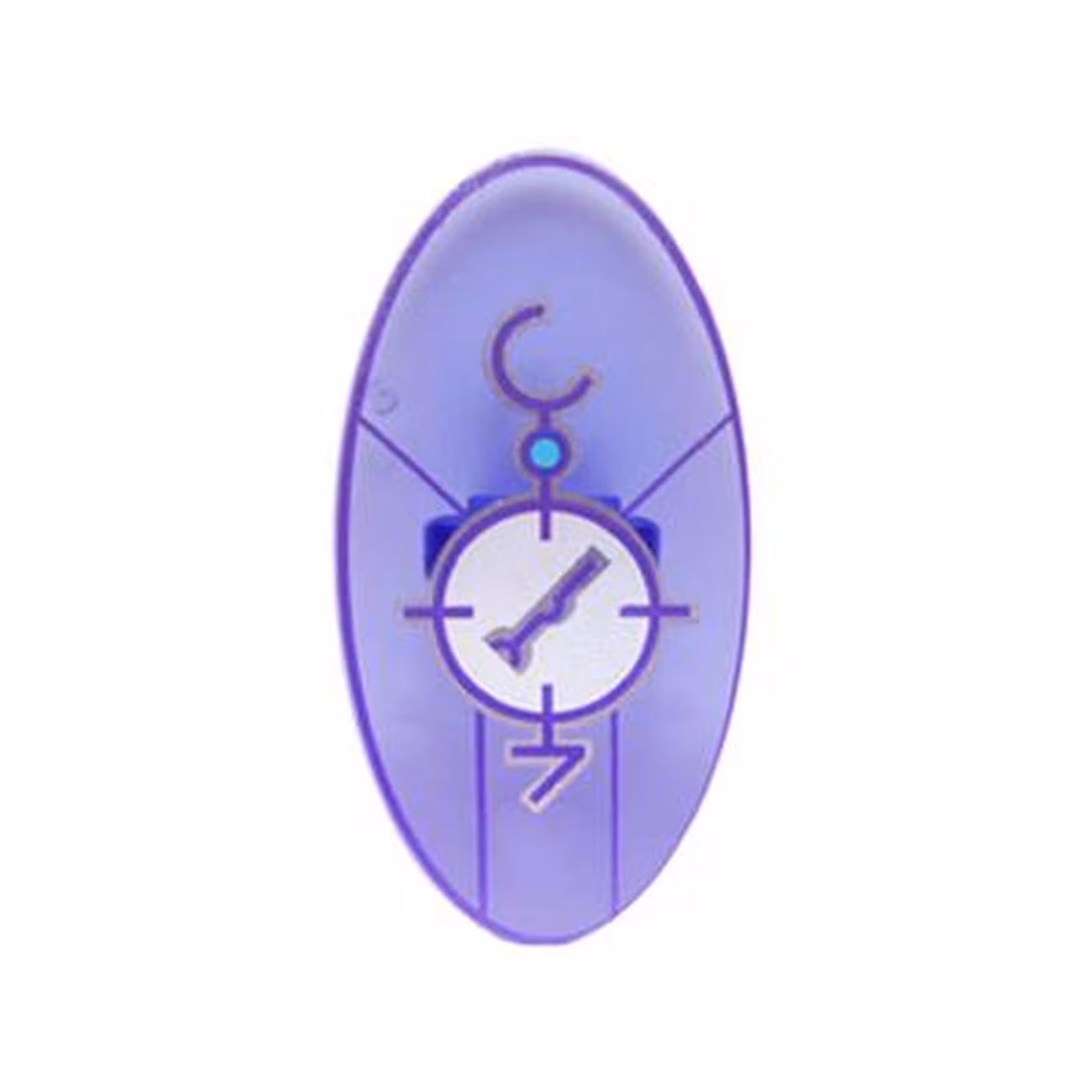 Minifigure, Shield Elliptical with Dimensions Keystone Symbol with Large White Circle, Lines and Characters Pattern Minifigure, Shield Elliptical with Dimensions Keystone Symbol with Large White Circle, Lines and Characters Pattern