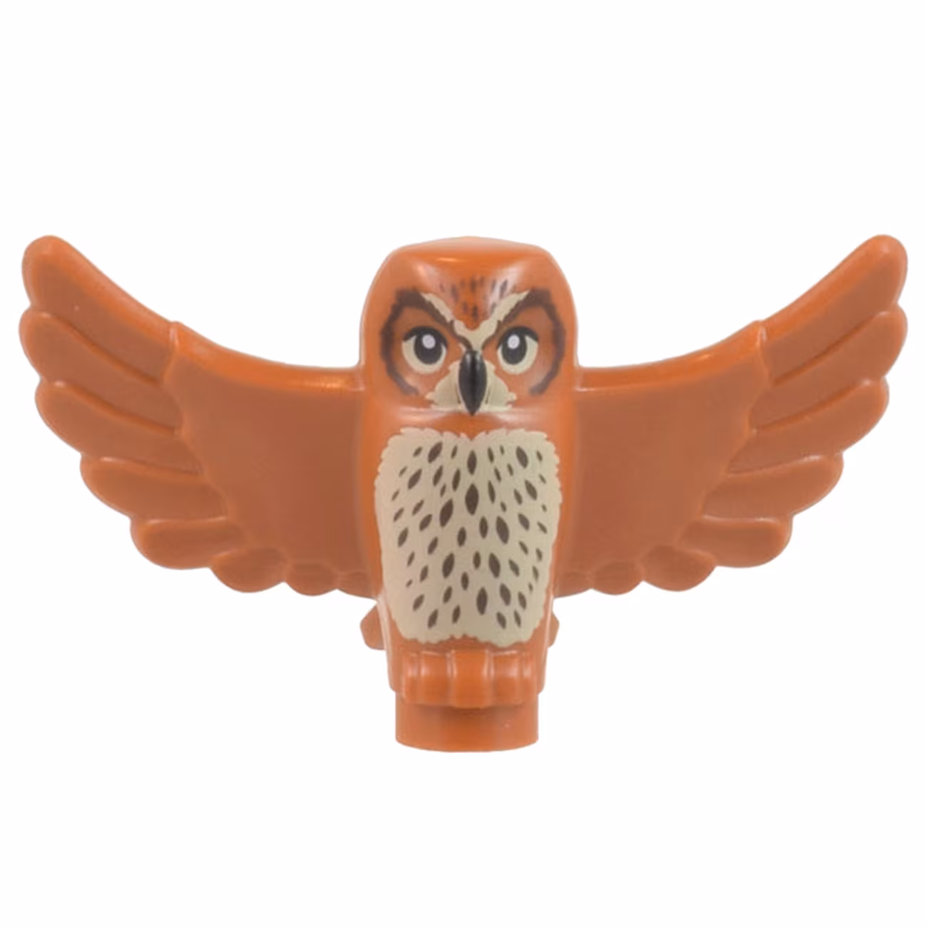 Owl, Spread Wings with Black Beak and Eyes, Tan Chest and Dark Brown Stippled Chest Feathers Pattern Owl, Spread Wings with Black Beak and Eyes, Tan Chest and Dark Brown Stippled Chest Feathers Pattern