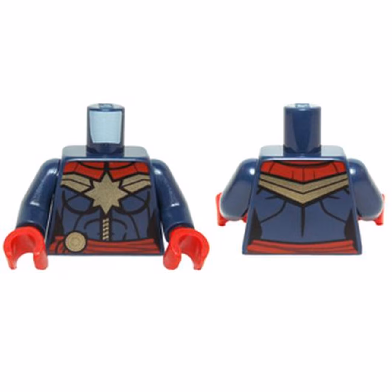 Torso Female Outline with Gold 8 Point Star and Zipper and Red Tied Sash Pattern / Dark Blue Arms / Red Hands Torso Female Outline with Gold 8 Point Star and Zipper and Red Tied Sash Pattern / Dark Blue Arms / Red Hands