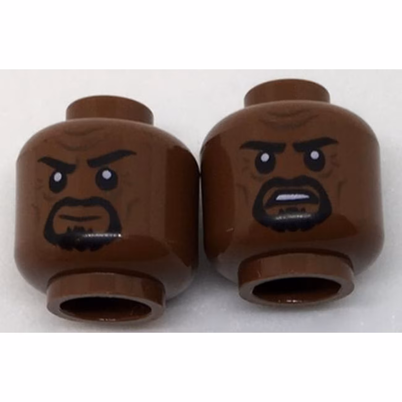 Minifigure, Head Dual Sided Black Eyebrows, Black Goatee, Firm Grin / Tense Pattern - Hollow Stud Minifigure, Head Dual Sided Black Eyebrows, Black Goatee, Firm Grin / Tense Pattern - Hollow Stud