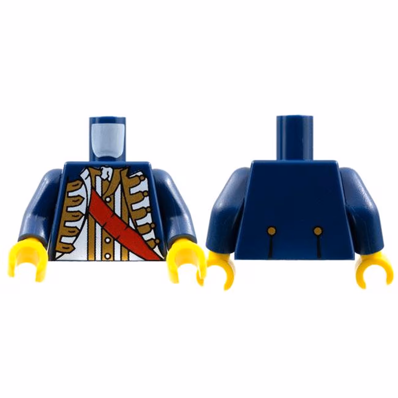 Torso Pirate Governor with Red Sash Pattern / Dark Blue Arms / Yellow Hands Torso Pirate Governor with Red Sash Pattern / Dark Blue Arms / Yellow Hands