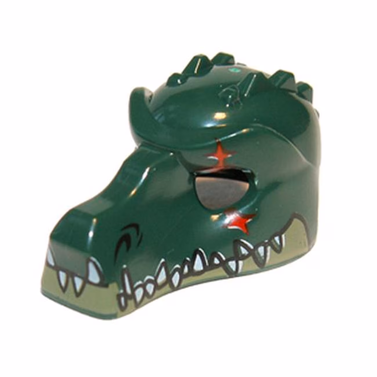 Minifigure, Headgear Mask Crocodile with Olive Green Lower Jaw, White Teeth and Red Scar Pattern Minifigure, Headgear Mask Crocodile with Olive Green Lower Jaw, White Teeth and Red Scar Pattern