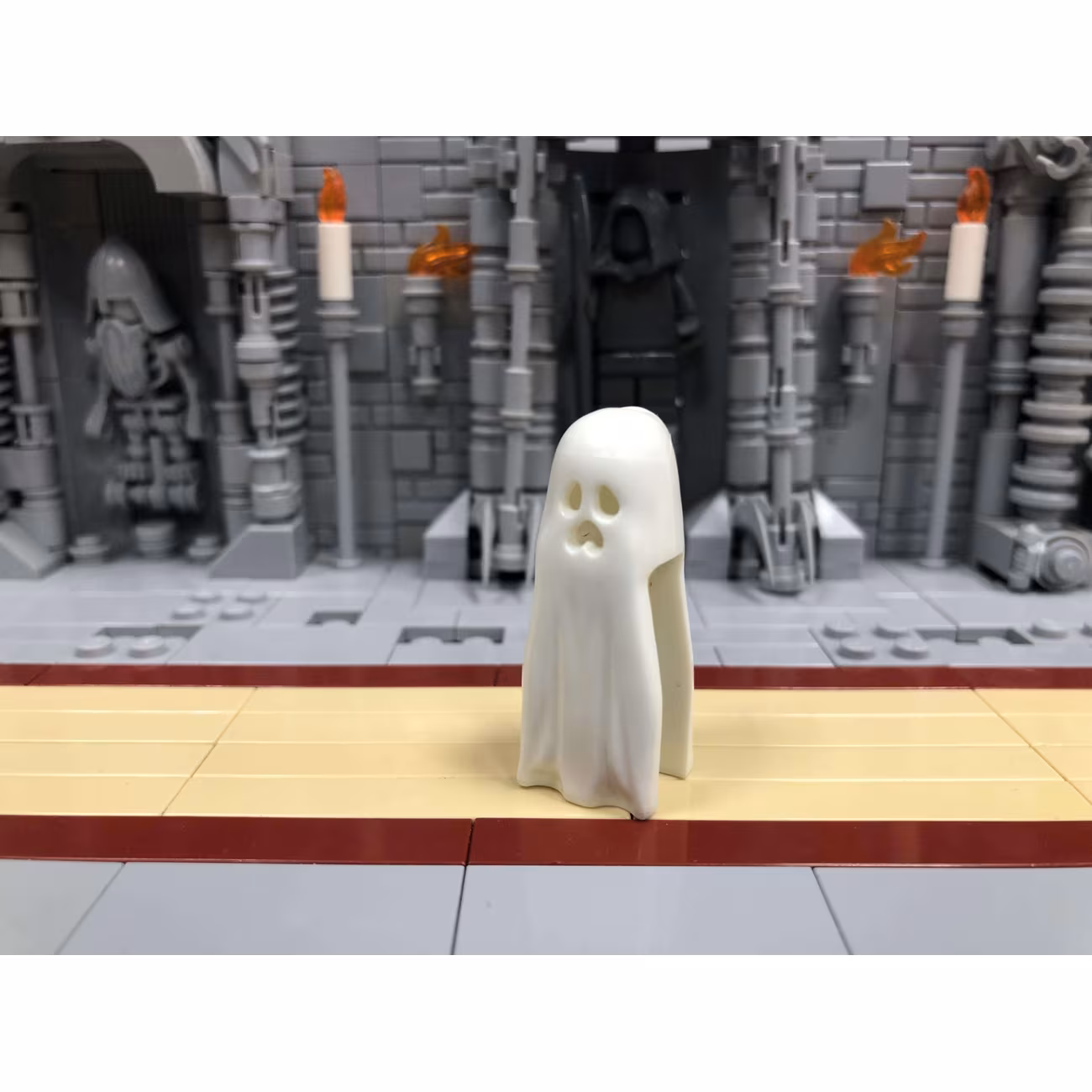 Minifigure, Headgear Head Cover, Ghost Shroud with Open Mouth Minifigure, Headgear Head Cover, Ghost Shroud with Open Mouth