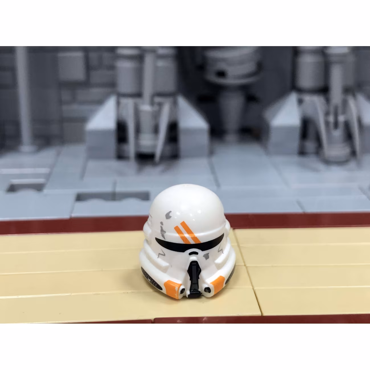 Minifigure, Headgear Helmet SW Airborne Clone Trooper with Orange Markings Pattern Minifigure, Headgear Helmet SW Airborne Clone Trooper with Orange Markings Pattern