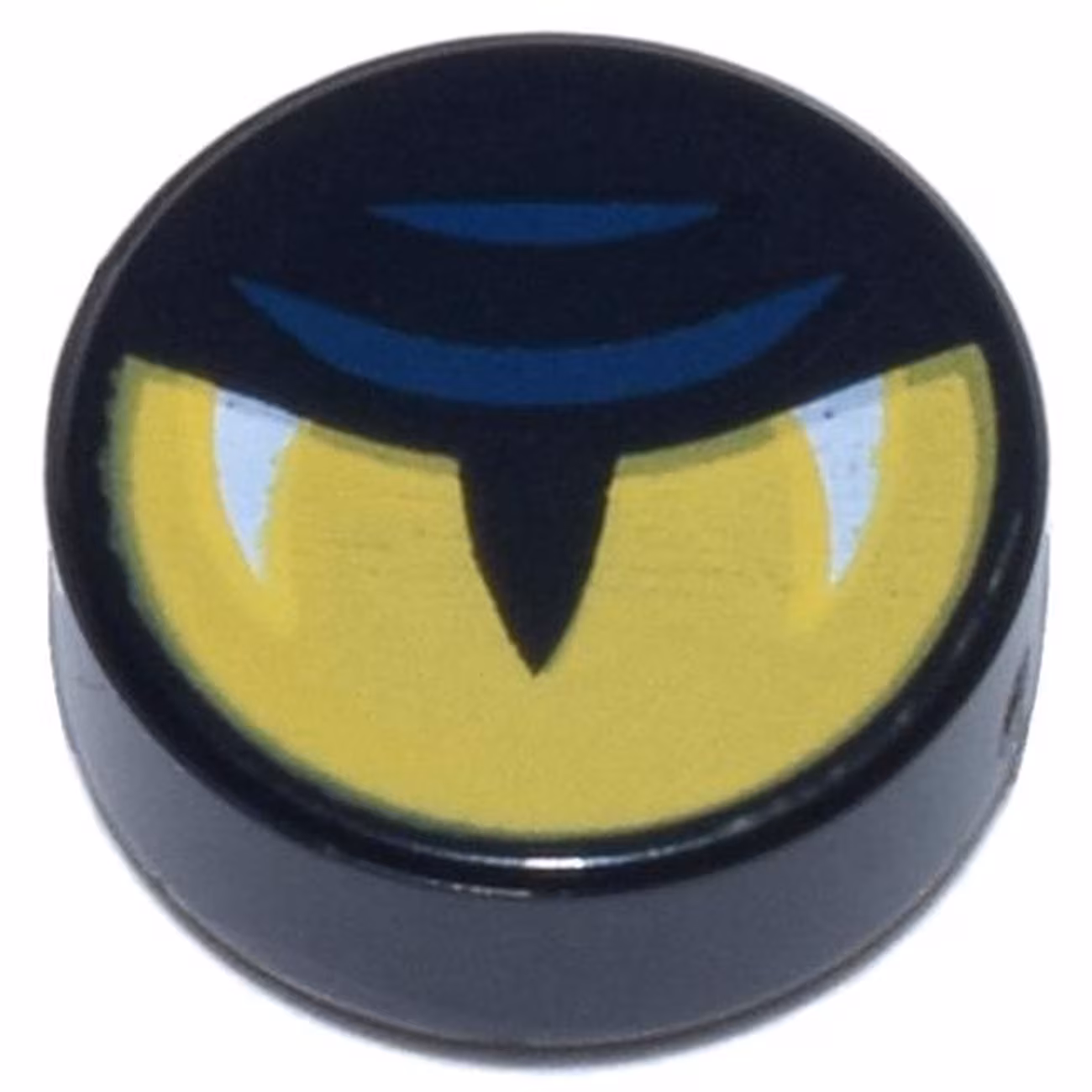 Tile, Round 1 x 1 with Yellow Eye Half Closed, Slit Pupil, White Glints, and Dark Blue Eyelid Lines Pattern Tile, Round 1 x 1 with Yellow Eye Half Closed, Slit Pupil, White Glints, and Dark Blue Eyelid Lines Pattern