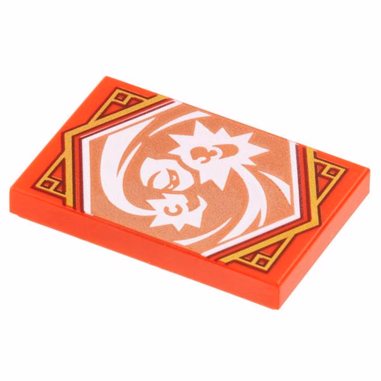Tile 2 x 3 with White Ninja with Energy Burst Hands on Copper Background with Gold Trim Pattern (Ninjago Focus Banner) Tile 2 x 3 with White Ninja with Energy Burst Hands on Copper Background with Gold Trim Pattern (Ninjago Focus Banner)