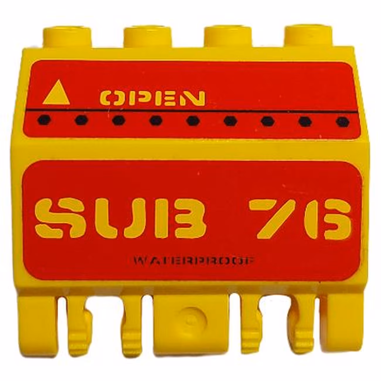 Panel 2 x 4 x 3 1/3 with Double Locking 2 Fingers Hinge with 'SUB 76' and 'OPEN' Pattern (Stickers) - Set 7776 Panel 2 x 4 x 3 1/3 with Double Locking 2 Fingers Hinge with 'SUB 76' and 'OPEN' Pattern (Stickers) - Set 7776