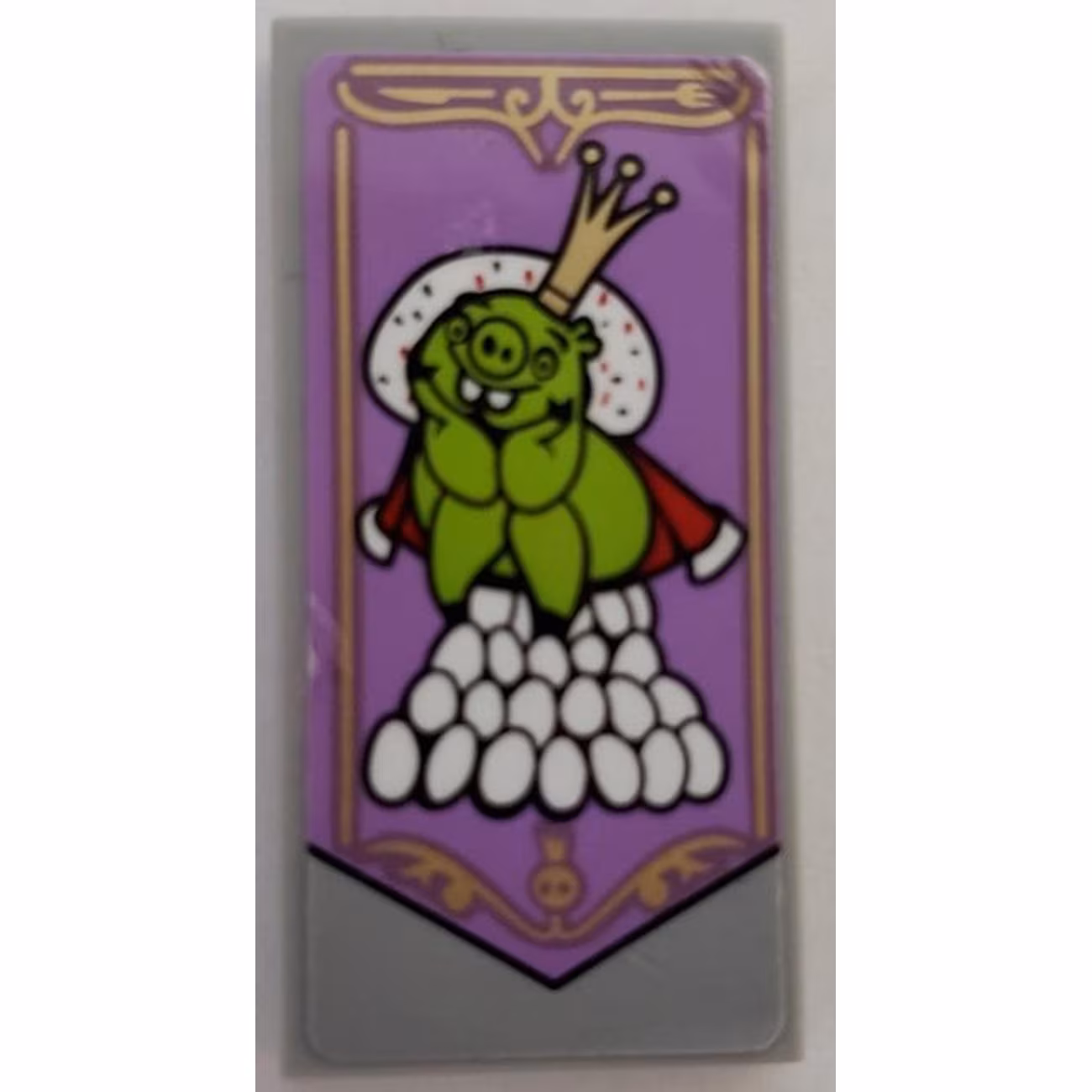 Tile 2 x 4 with Angry Birds Leonard, Crown and Eggs Pattern Model Right Side (Sticker) - Set 75826 Tile 2 x 4 with Angry Birds Leonard, Crown and Eggs Pattern Model Right Side (Sticker) - Set 75826