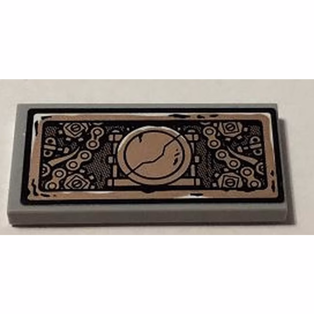 Tile 2 x 4 with Copper Gears, Chains and Cracked Round Plate Pattern (Sticker) - Set 70595 Tile 2 x 4 with Copper Gears, Chains and Cracked Round Plate Pattern (Sticker) - Set 70595
