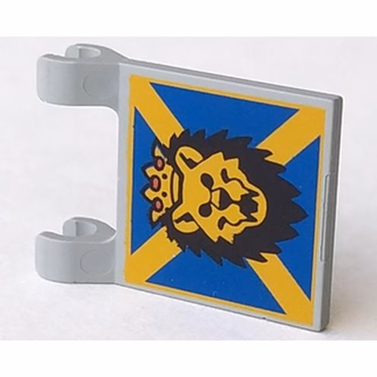 Flag 2 x 2 Square with Lion Head on Blue and Yellow 'X' Pattern Flag 2 x 2 Square with Lion Head on Blue and Yellow 'X' Pattern
