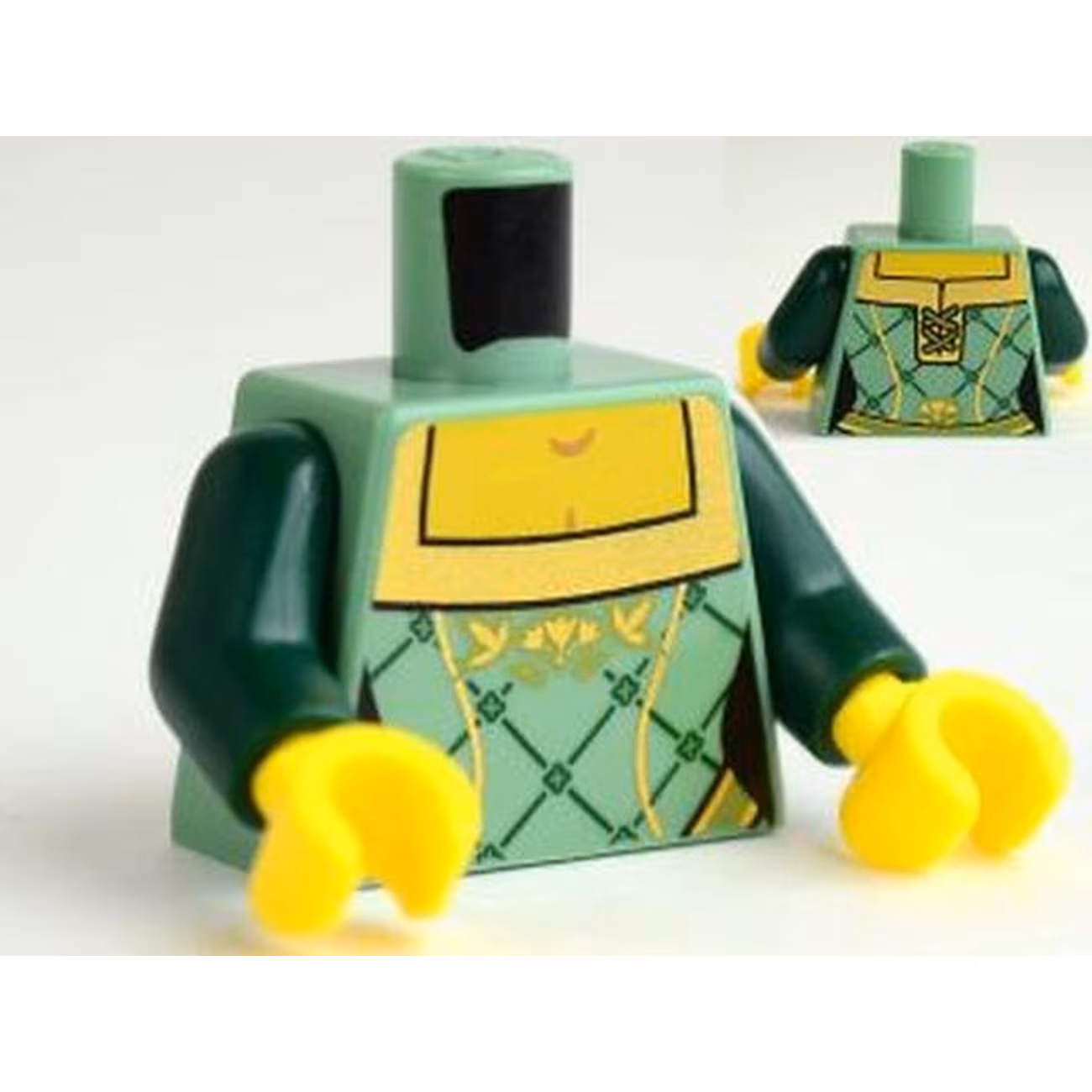 Torso Castle Kingdoms Female Corset with Gold Trimmed Front and Rectangular Neckline Pattern / Dark Green Arms / Yellow Hands Torso Castle Kingdoms Female Corset with Gold Trimmed Front and Rectangular Neckline Pattern / Dark Green Arms / Yellow Hands