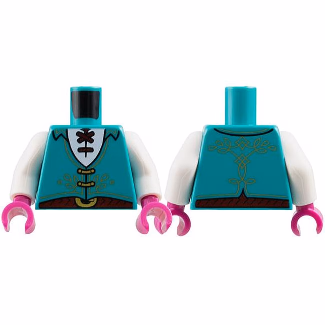 Torso Vest with Gold Filigree and Clasps, White Shirt with Dark Red Laces and Belt with Buckle Pattern / White Arms / Magenta Hands Torso Vest with Gold Filigree and Clasps, White Shirt with Dark Red Laces and Belt with Buckle Pattern / White Arms / Magenta Hands