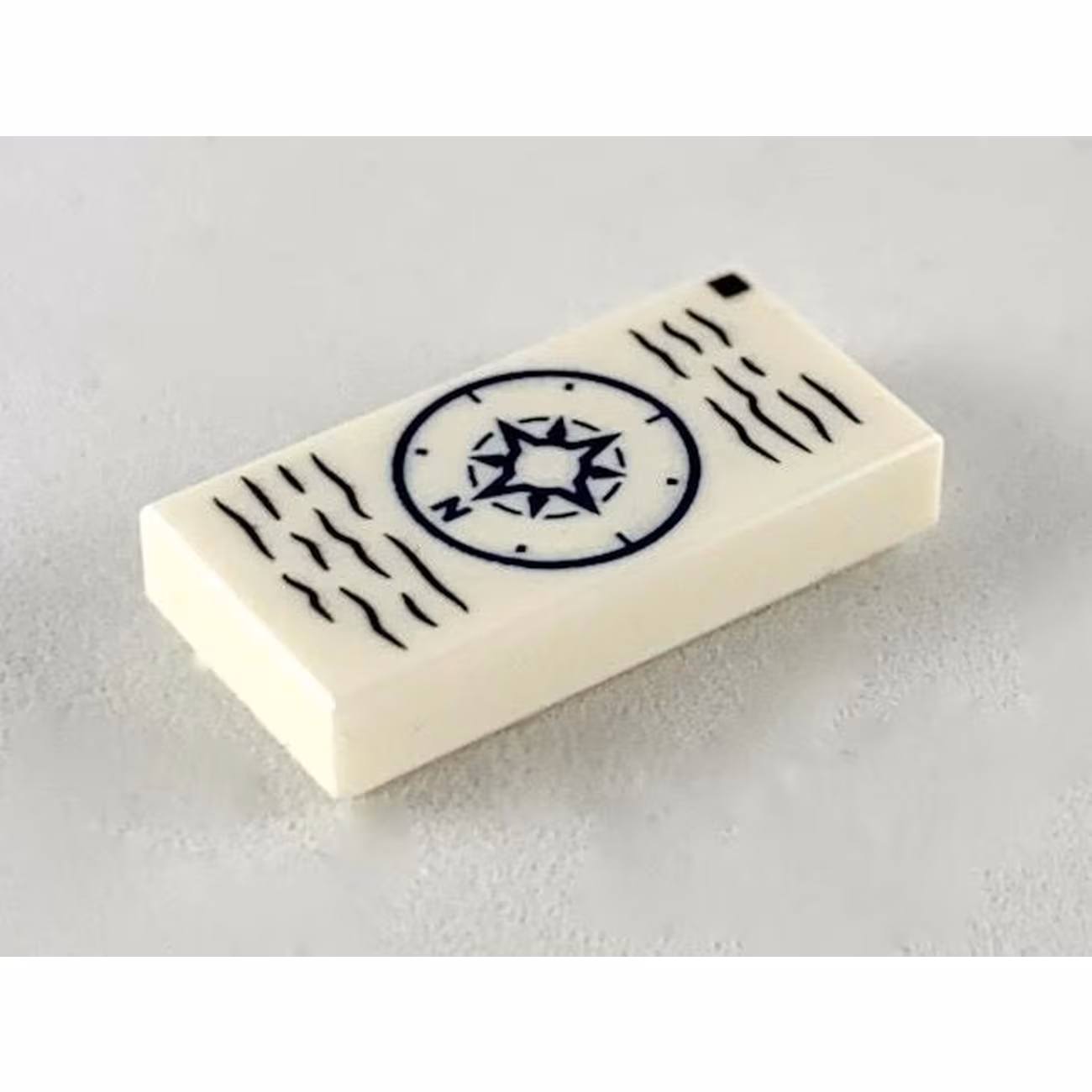 Tile 1 x 2 with Compass and Wavy Lines Pattern Tile 1 x 2 with Compass and Wavy Lines Pattern