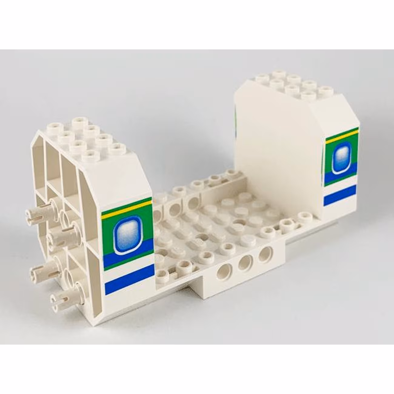 Aircraft Fuselage Angular Bottom 6 x 12 x 5 with Windows on Green & Blue Stripes Pattern Aircraft Fuselage Angular Bottom 6 x 12 x 5 with Windows on Green & Blue Stripes Pattern