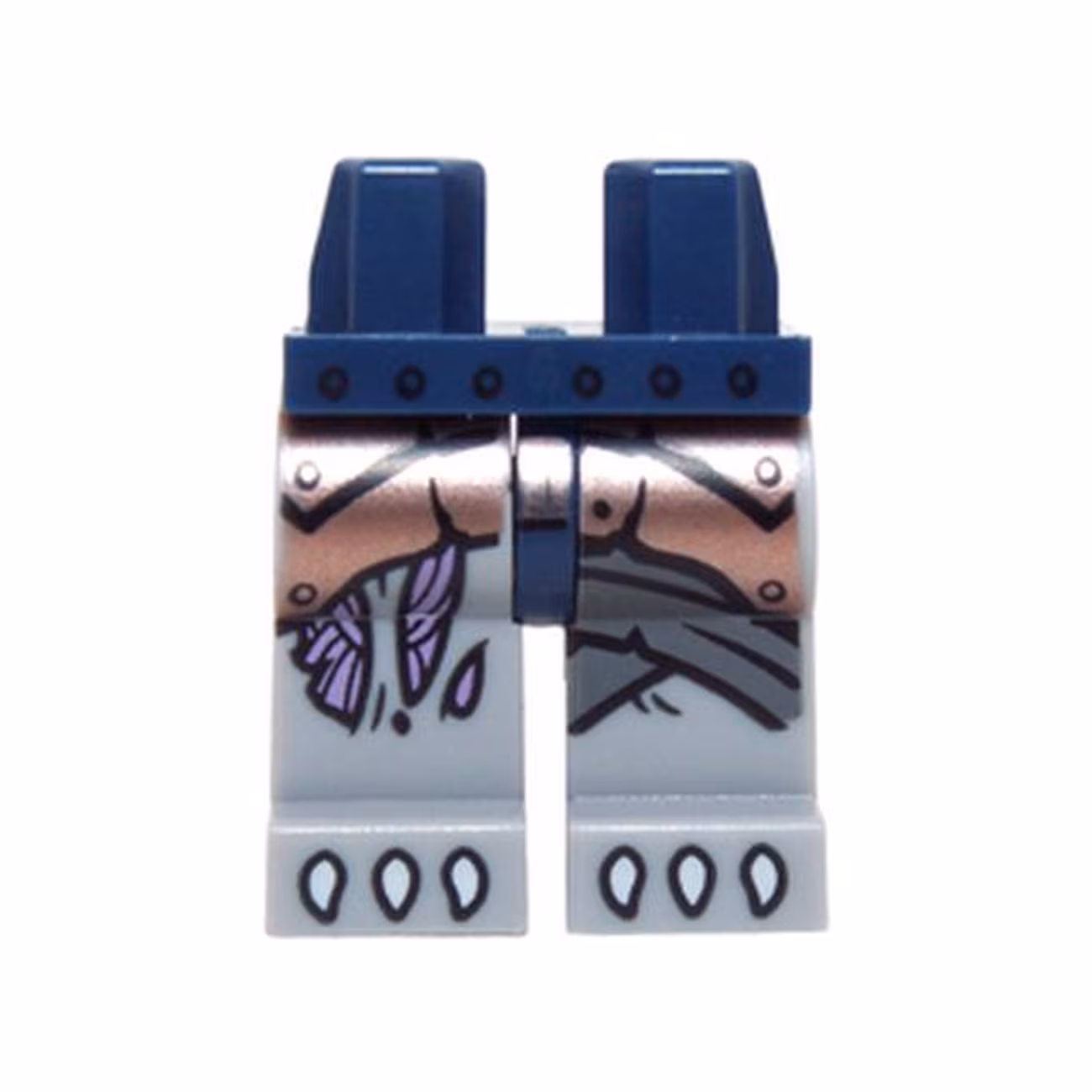 Hips and Light Bluish Gray Legs with Copper Armor with Rivets, Medium Lavender Sinew Patches and White Claws Pattern Hips and Light Bluish Gray Legs with Copper Armor with Rivets, Medium Lavender Sinew Patches and White Claws Pattern