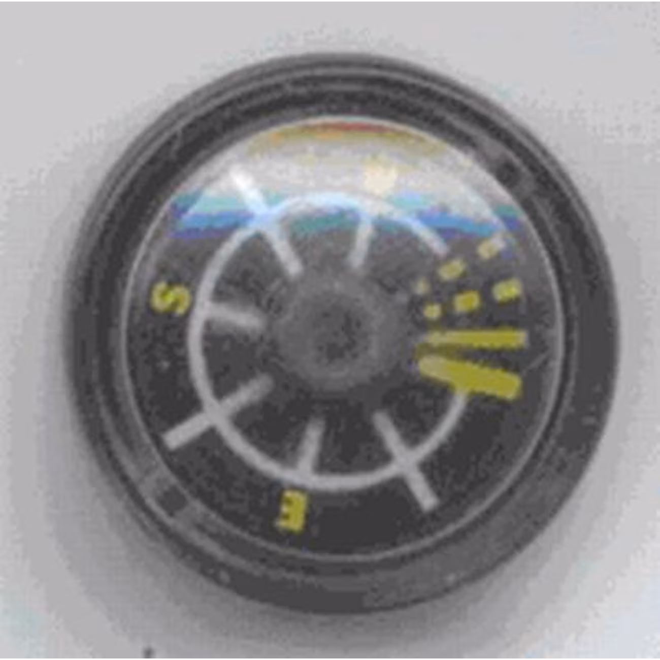 Minifigure, Utensil Compass with Fixed Trans-Clear Top and Black Disc with White and Yellow Lines Pattern Minifigure, Utensil Compass with Fixed Trans-Clear Top and Black Disc with White and Yellow Lines Pattern