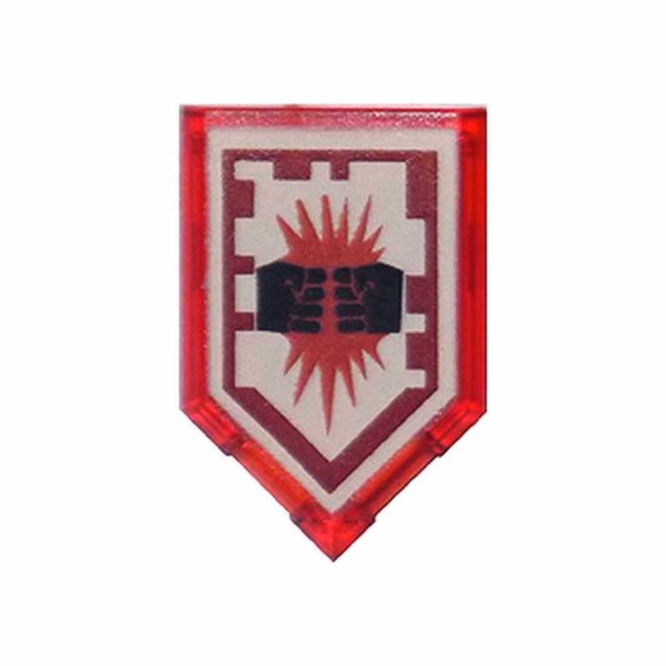 Tile, Modified 2 x 3 Pentagonal with Nexo Power Shield Pattern - Charging Attack Tile, Modified 2 x 3 Pentagonal with Nexo Power Shield Pattern - Charging Attack