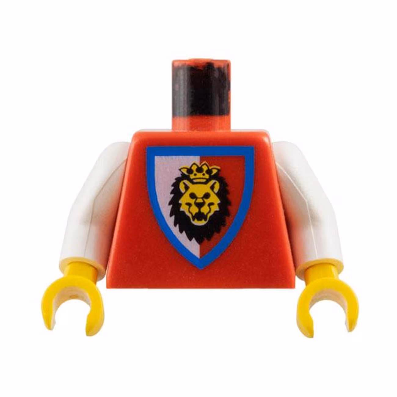Torso Castle Royal Knights Lion Head on Red/White Shield Pattern / White Arms / Yellow Hands Torso Castle Royal Knights Lion Head on Red/White Shield Pattern / White Arms / Yellow Hands