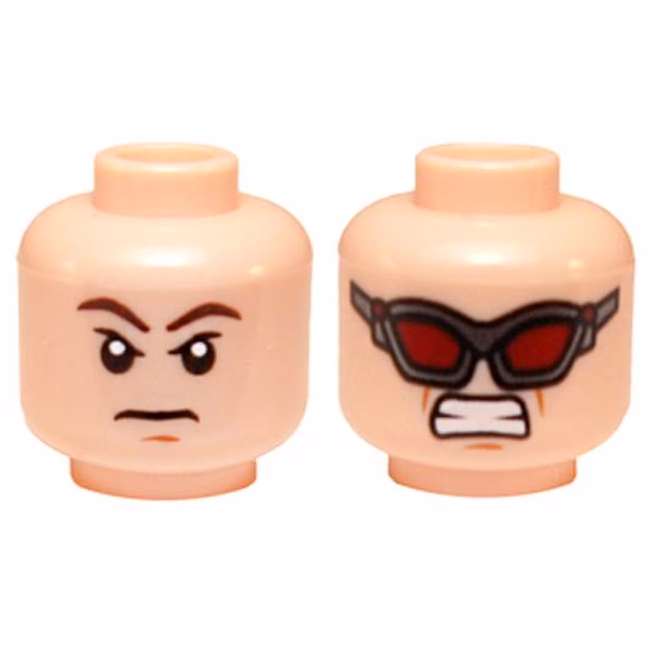 Minifigure, Head Dual Sided Brown Eyebrows, Stern Expression / Dark Red Goggles, Clenched Teeth Pattern (Hawkeye) Minifigure, Head Dual Sided Brown Eyebrows, Stern Expression / Dark Red Goggles, Clenched Teeth Pattern (Hawkeye)