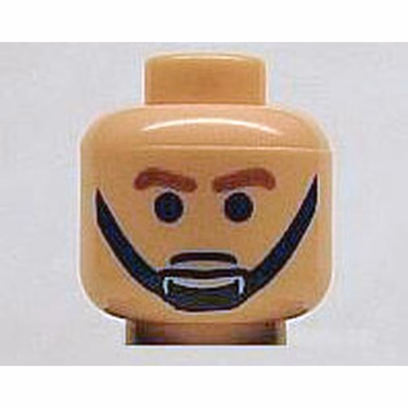 Minifigure, Head Male Brown Eyebrows and Black Chin Strap Pattern Minifigure, Head Male Brown Eyebrows and Black Chin Strap Pattern