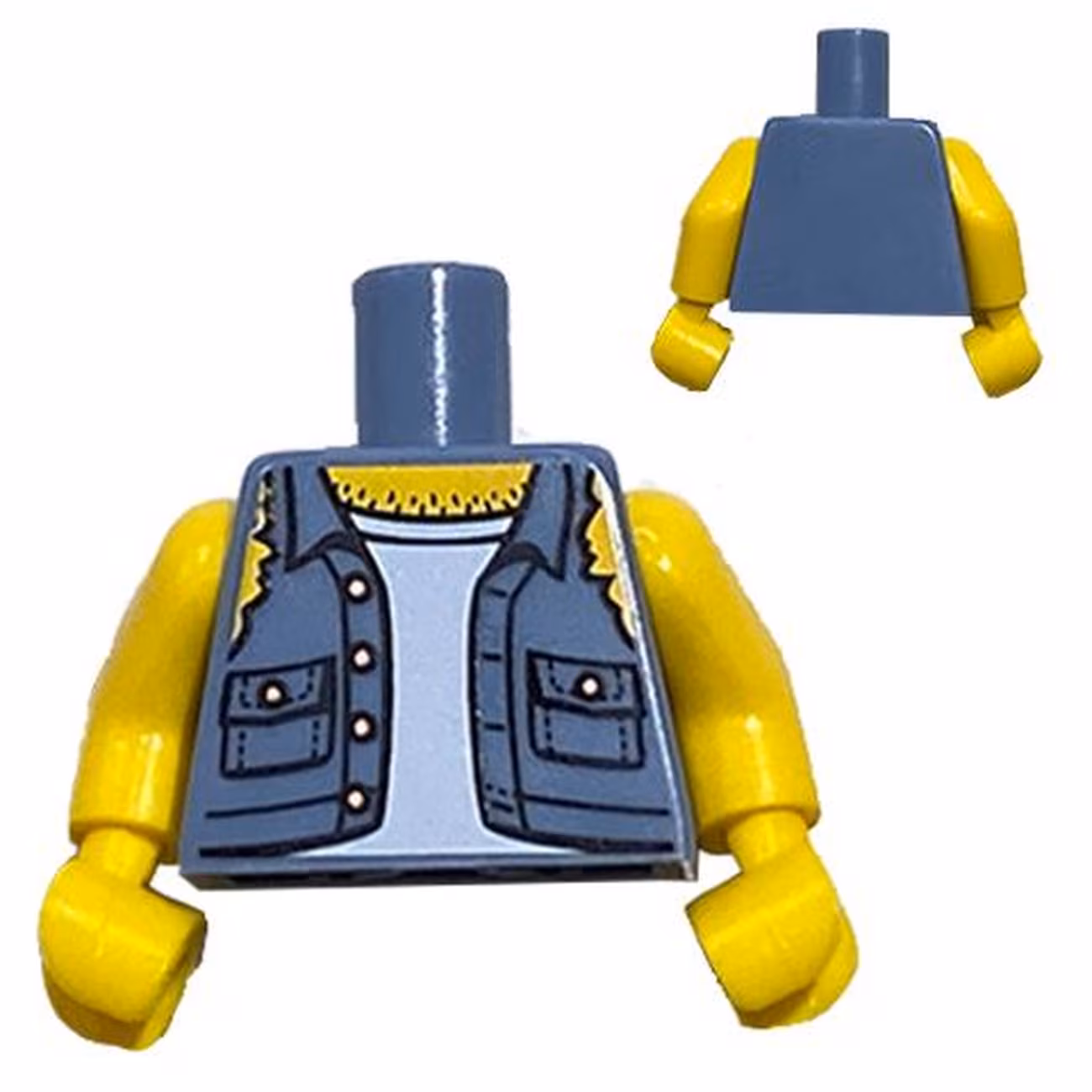 Torso Shirt Torn Off Sleeves, Buttons on Pockets without Back Print Pattern (BAM) / Yellow Arms / Yellow Hands Torso Shirt Torn Off Sleeves, Buttons on Pockets without Back Print Pattern (BAM) / Yellow Arms / Yellow Hands