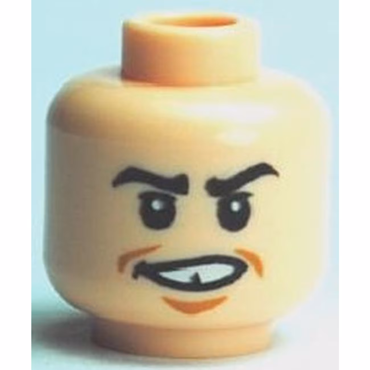 Minifigure, Head Black Eyebrows, Upper Eyelids, Medium Nougat Soul Patch and Dimples, Open Mouth Smile with Teeth and Gap Pattern Minifigure, Head Black Eyebrows, Upper Eyelids, Medium Nougat Soul Patch and Dimples, Open Mouth Smile with Teeth and Gap Pattern