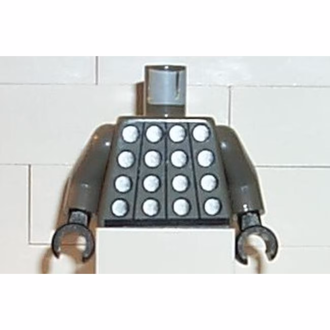 Torso Studded Armor with Silver Circles, Black Belt, White Number 1 on Back Pattern / Dark Gray Arms / Black Hands Torso Studded Armor with Silver Circles, Black Belt, White Number 1 on Back Pattern / Dark Gray Arms / Black Hands