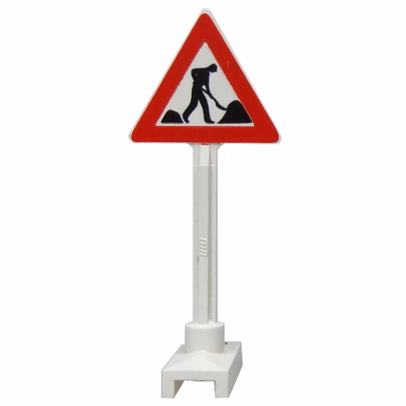 Road Sign Triangle with Thin Worker and 2 Piles Pattern Road Sign Triangle with Thin Worker and 2 Piles Pattern