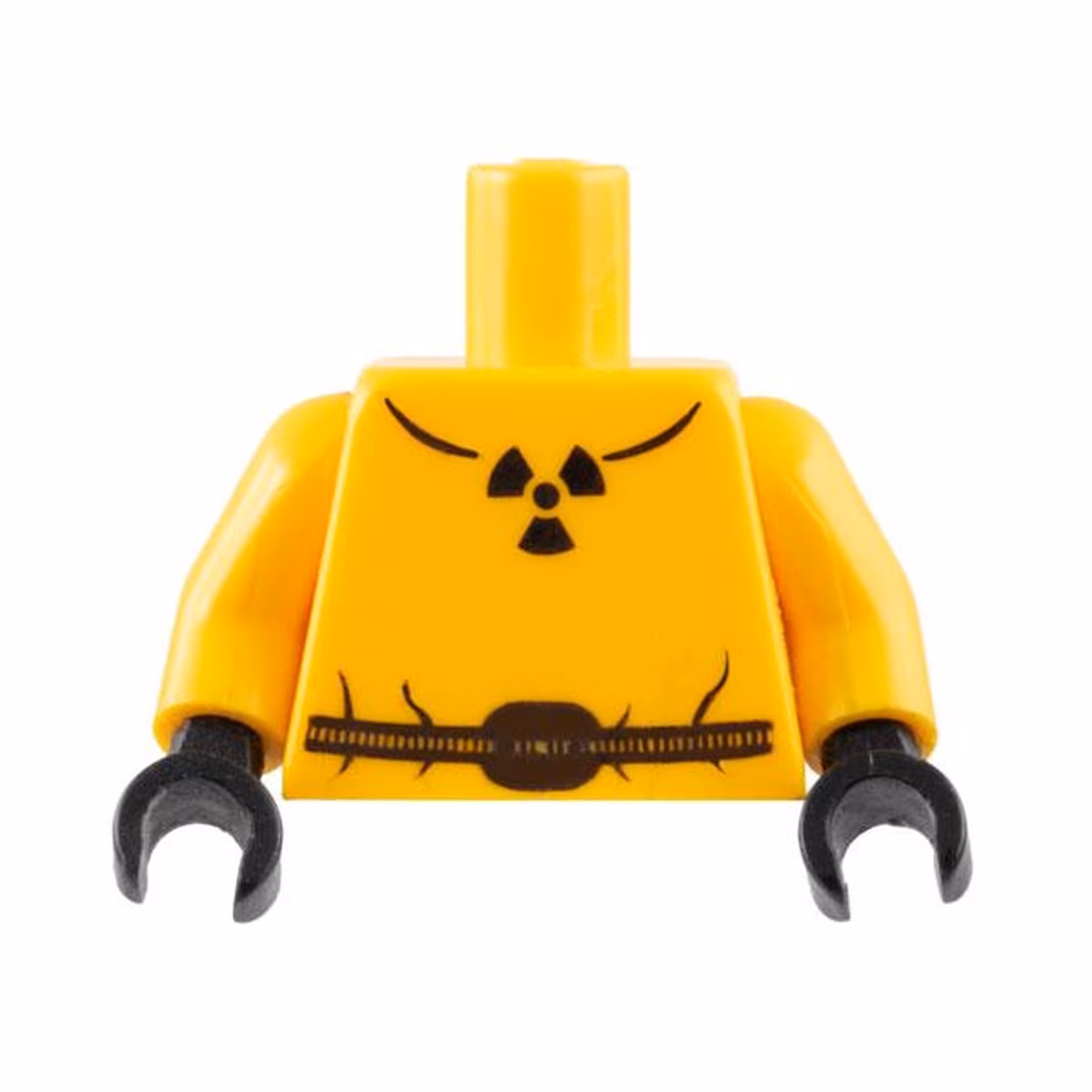 Torso Safety Suit with Belt and Radioactivity Warning Pattern / Bright Light Orange Arms / Black Hands Torso Safety Suit with Belt and Radioactivity Warning Pattern / Bright Light Orange Arms / Black Hands
