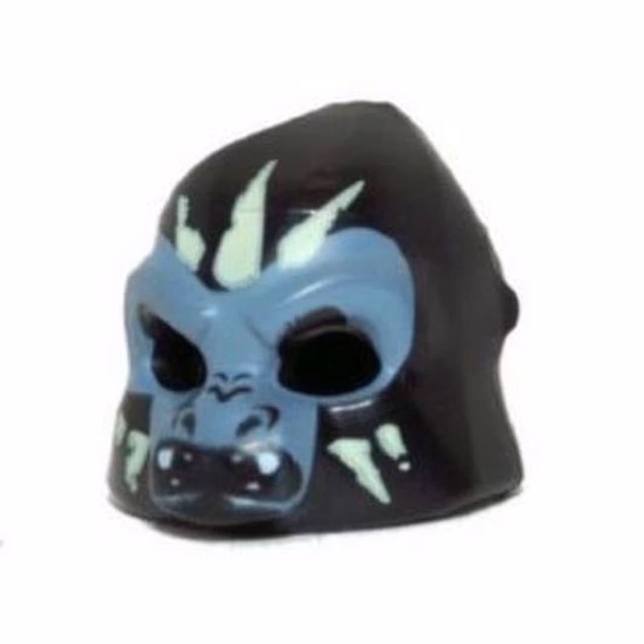 Minifigure, Headgear Mask Gorilla with Sand Blue Face, White Fangs, and Yellowish Green Face Paint, Open Mouth Pattern Minifigure, Headgear Mask Gorilla with Sand Blue Face, White Fangs, and Yellowish Green Face Paint, Open Mouth Pattern