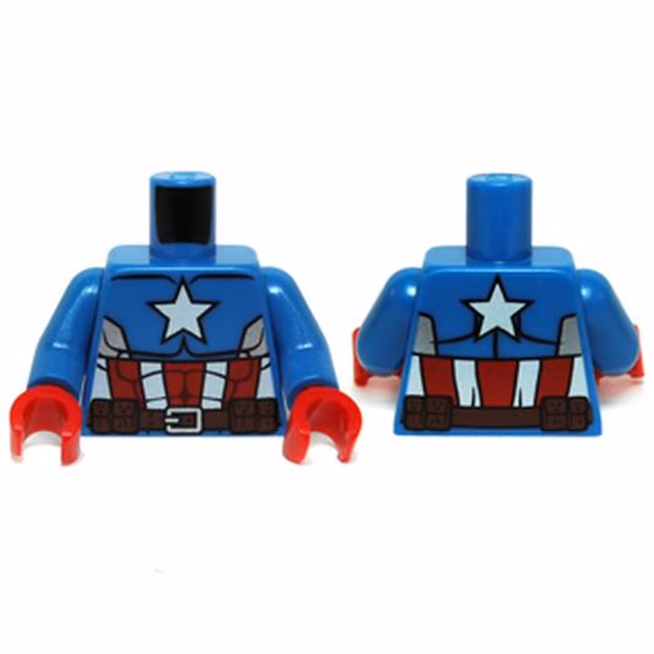 Torso Muscles Outline with White Star, Red and White Stripes and Brown Utility Belt Pattern / Blue Arms / Red Hands Torso Muscles Outline with White Star, Red and White Stripes and Brown Utility Belt Pattern / Blue Arms / Red Hands
