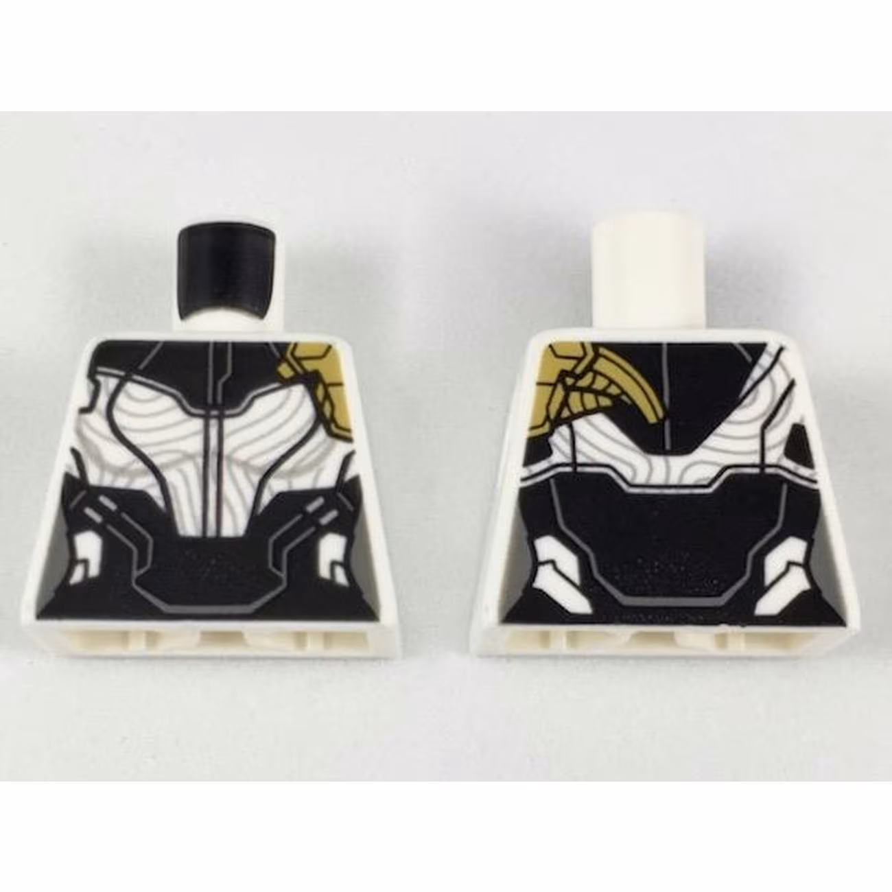 Torso Female Armor, Black Collar and Midriff, Silver Contours, Pearl Gold Left Shoulder Pattern Torso Female Armor, Black Collar and Midriff, Silver Contours, Pearl Gold Left Shoulder Pattern