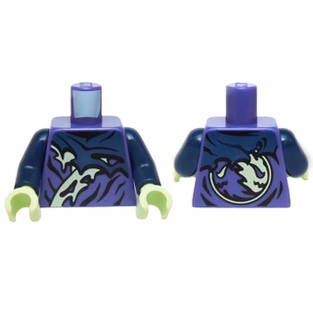 Torso Ninjago Tattered Dark Blue and Yellowish Green Robe Pattern / Dark Blue Arms / Yellowish Green Hands Torso Ninjago Tattered Dark Blue and Yellowish Green Robe Pattern / Dark Blue Arms / Yellowish Green Hands