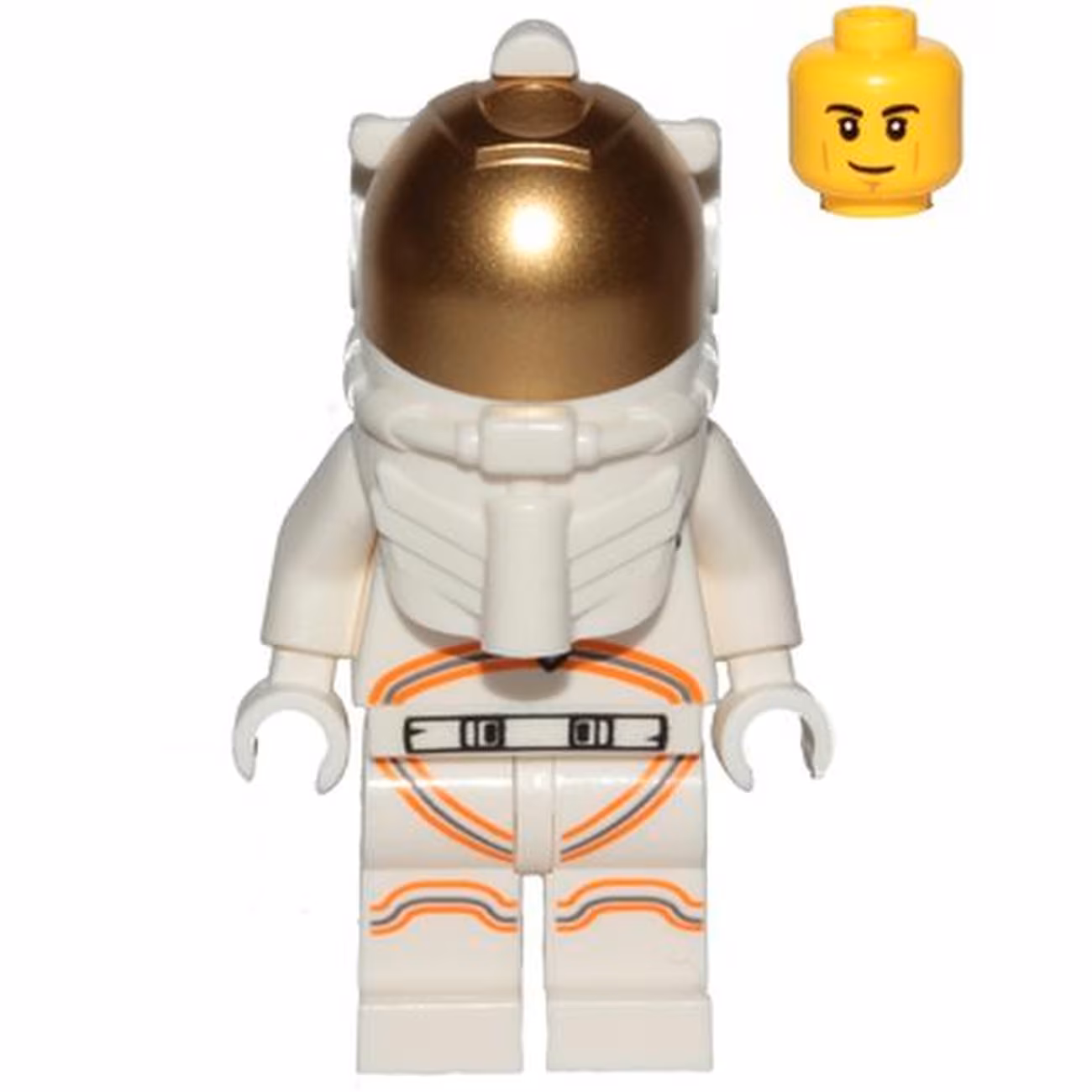 Astronaut - Male, White Spacesuit with Orange Lines, Smirk, Cheek Lines, Black Eyebrows Astronaut - Male, White Spacesuit with Orange Lines, Smirk, Cheek Lines, Black Eyebrows