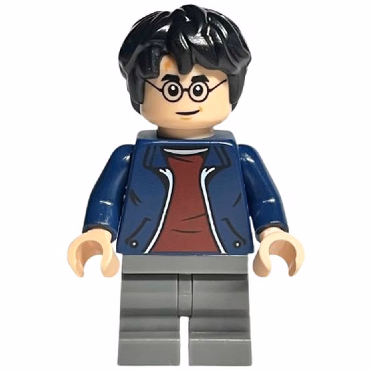 Harry Potter - Dark Blue Jacket with Dark Red Shirt, Dark Bluish Gray Medium Legs, Black Hair Harry Potter - Dark Blue Jacket with Dark Red Shirt, Dark Bluish Gray Medium Legs, Black Hair