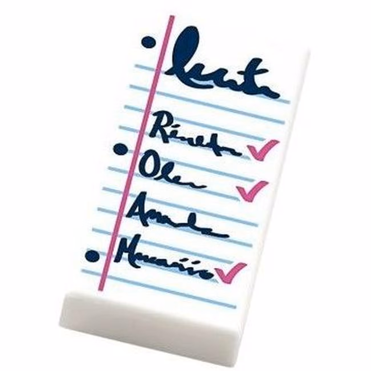 Tile 1 x 2 with Notepad with Dark Blue List and Dark Pink Check Marks Pattern Tile 1 x 2 with Notepad with Dark Blue List and Dark Pink Check Marks Pattern