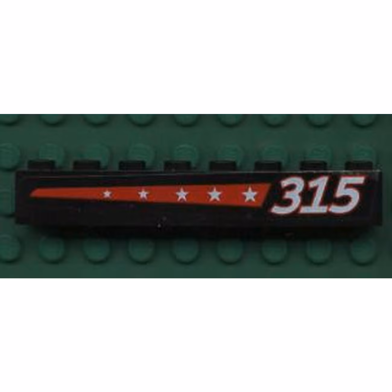Brick 1 x 8 with 5 Stars on Red Stripe and '315' on Right Pattern (Sticker) - Set 6596 Brick 1 x 8 with 5 Stars on Red Stripe and '315' on Right Pattern (Sticker) - Set 6596