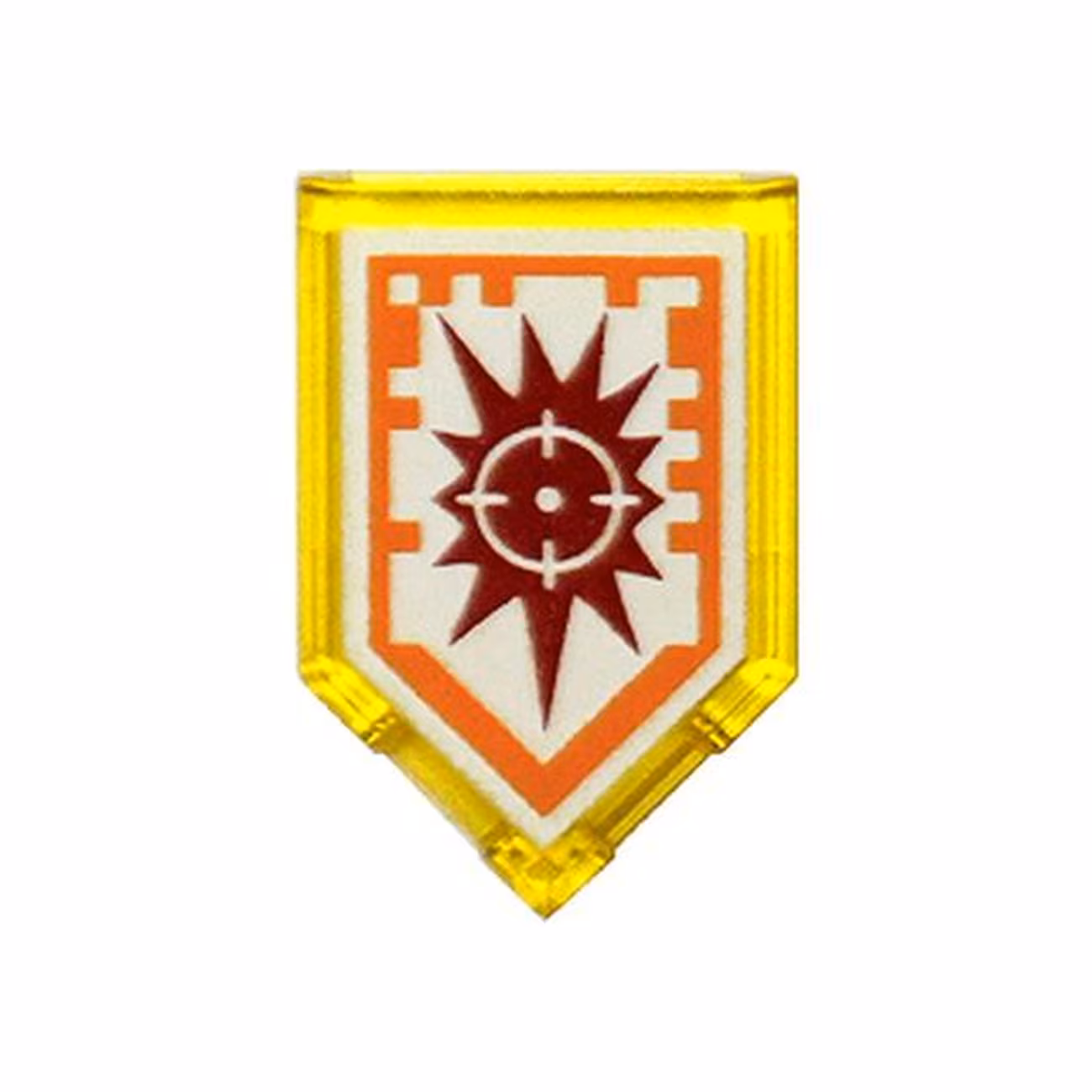 Tile, Modified 2 x 3 Pentagonal with Nexo Power Shield Pattern - Target Blaster Tile, Modified 2 x 3 Pentagonal with Nexo Power Shield Pattern - Target Blaster