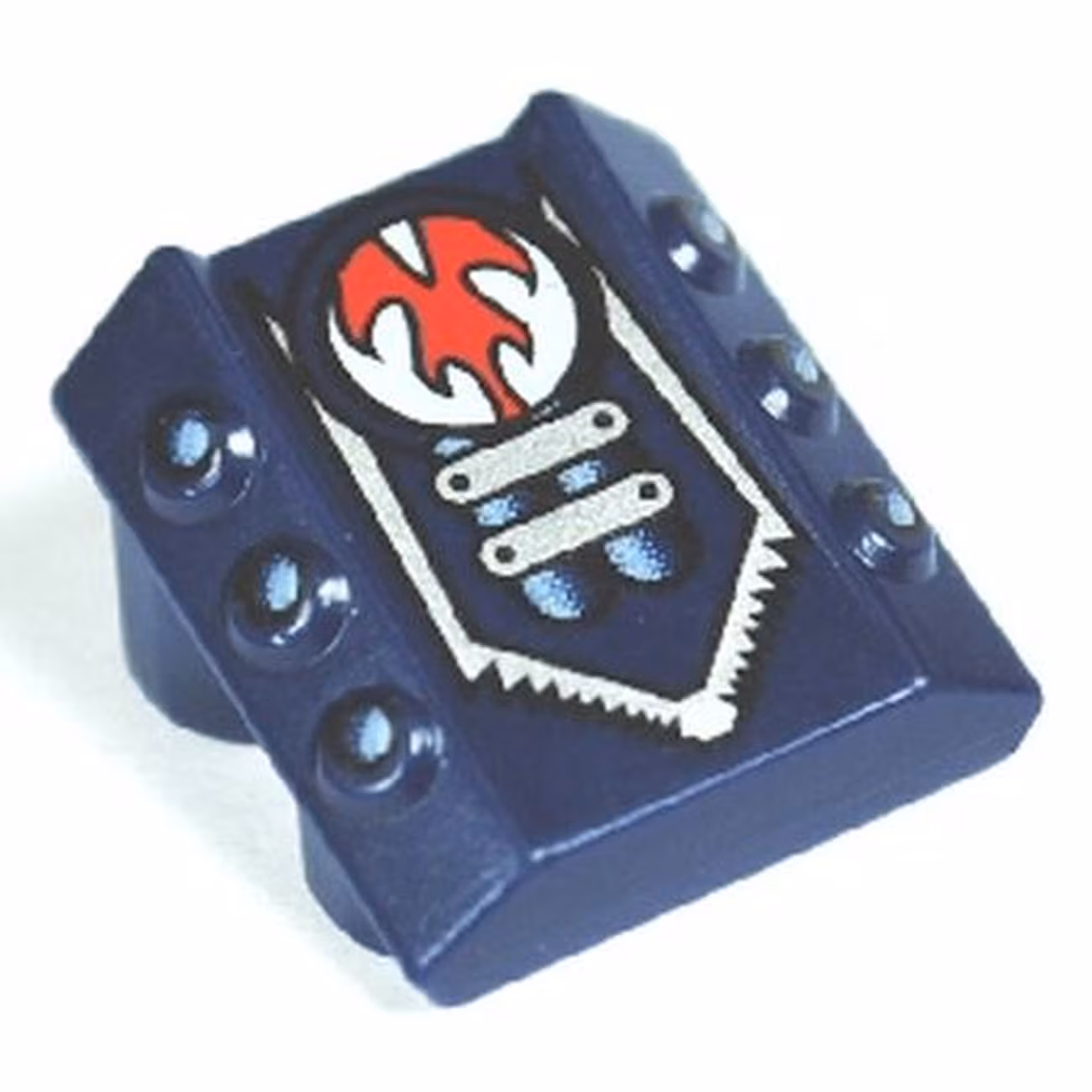 Brick, Modified 2 x 2 No Studs, Sloped with 6 Side Pistons Raised and Rip Pattern Brick, Modified 2 x 2 No Studs, Sloped with 6 Side Pistons Raised and Rip Pattern