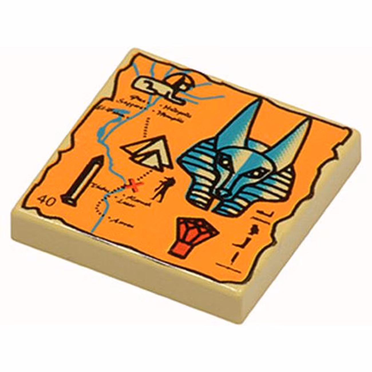 Tile 2 x 2 with Map Orange and Hieroglyphs, 40 Pattern Tile 2 x 2 with Map Orange and Hieroglyphs, 40 Pattern