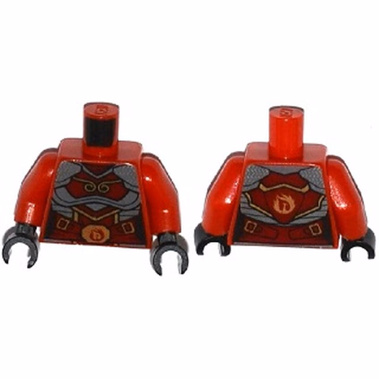 Torso Ninjago Female Samurai Armor with Gold Buckles and Flames Pattern / Red Arms / Black Hands Torso Ninjago Female Samurai Armor with Gold Buckles and Flames Pattern / Red Arms / Black Hands