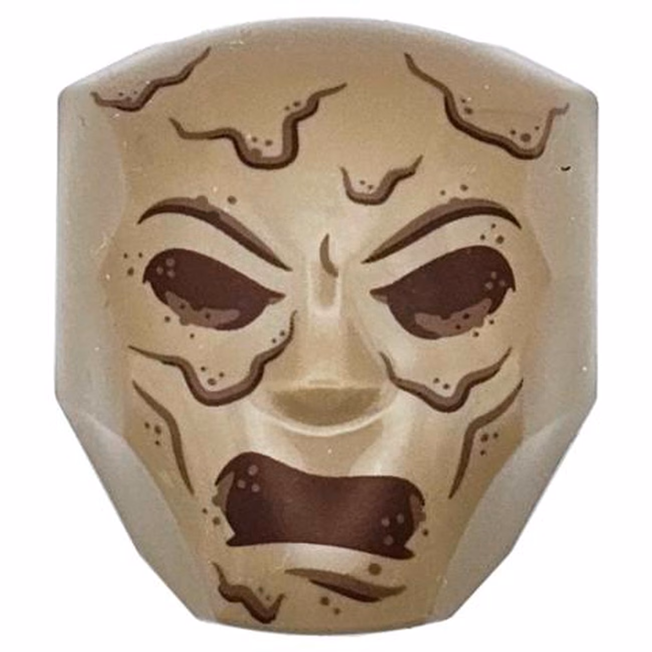 Large Figure Face with Brow and Nose Detail, 2 x 2 Round Brick Attachment with Reddish Brown Eyes, Open Mouth and Lines Pattern (Sandman) Large Figure Face with Brow and Nose Detail, 2 x 2 Round Brick Attachment with Reddish Brown Eyes, Open Mouth and Lines Pattern (Sandman)