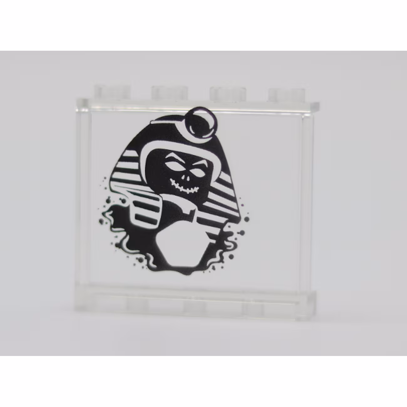 Panel 1 x 4 x 3 with Side Supports - Hollow Studs with Black Undead Pharaoh Pattern Panel 1 x 4 x 3 with Side Supports - Hollow Studs with Black Undead Pharaoh Pattern