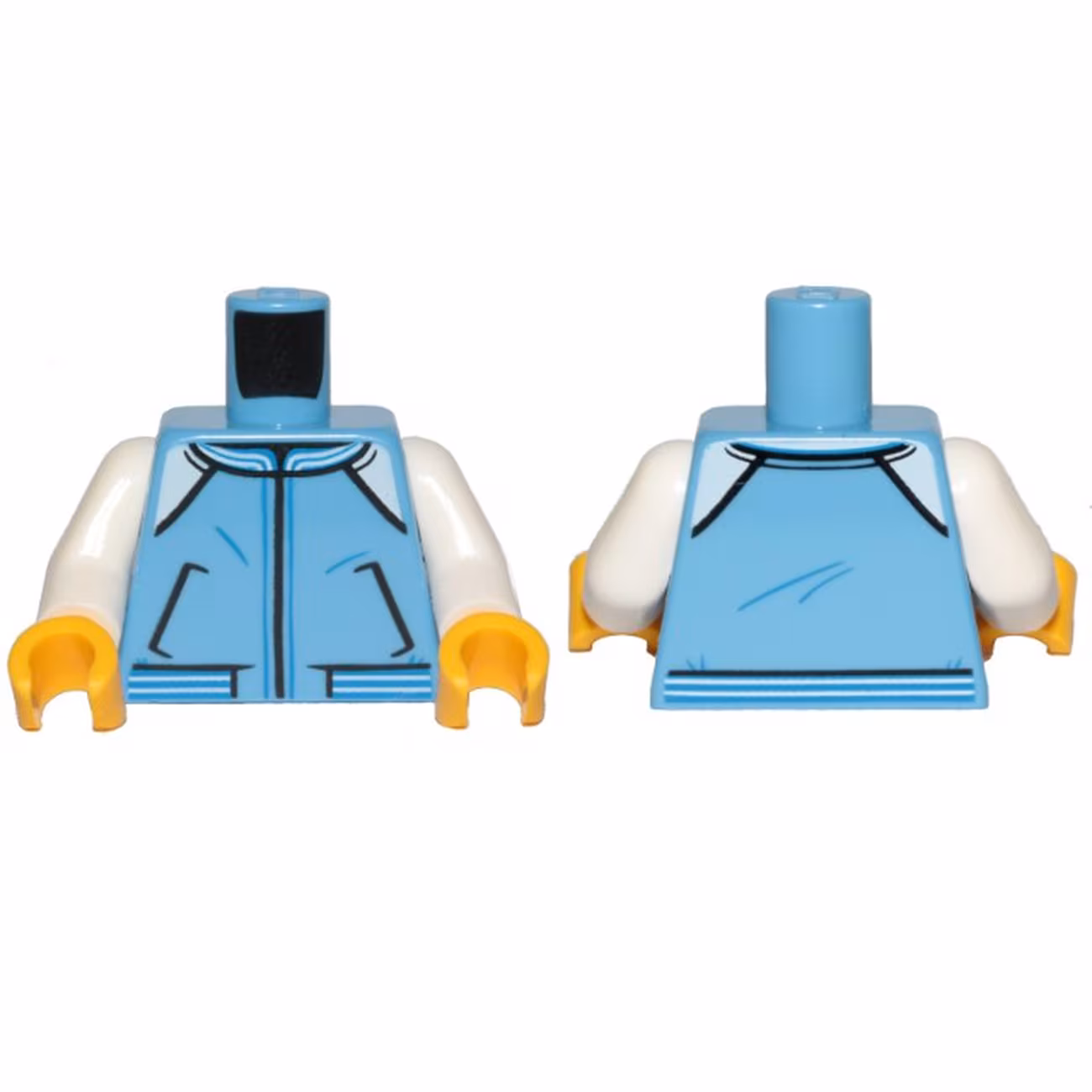 Torso Town Jacket with Pockets, White Shoulders, Blue and White Waistband Pattern / White Arms / Yellow Hands Torso Town Jacket with Pockets, White Shoulders, Blue and White Waistband Pattern / White Arms / Yellow Hands