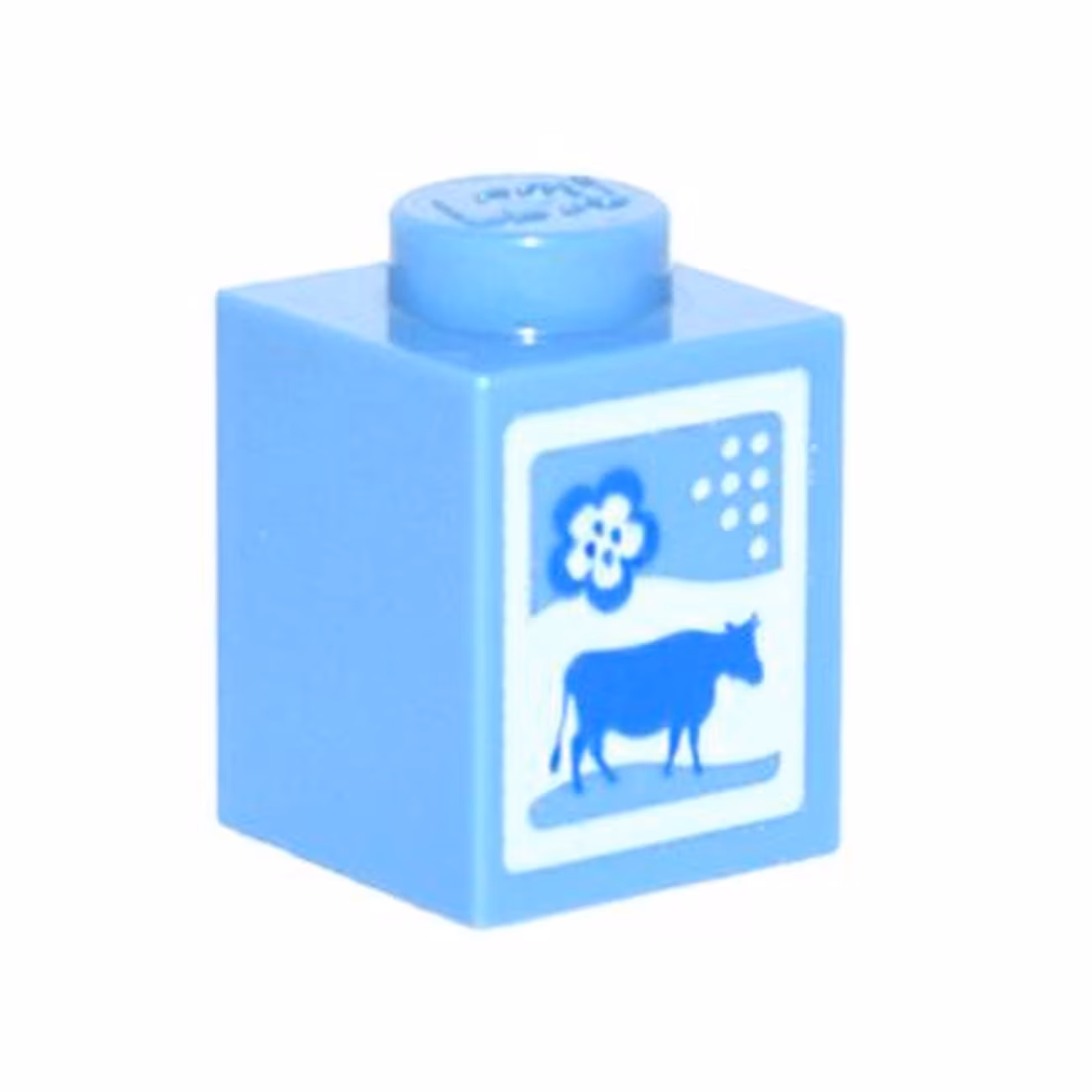 Brick 1 x 1 with Blue Cow and Flower on White Background Pattern (Milk Carton) Brick 1 x 1 with Blue Cow and Flower on White Background Pattern (Milk Carton)