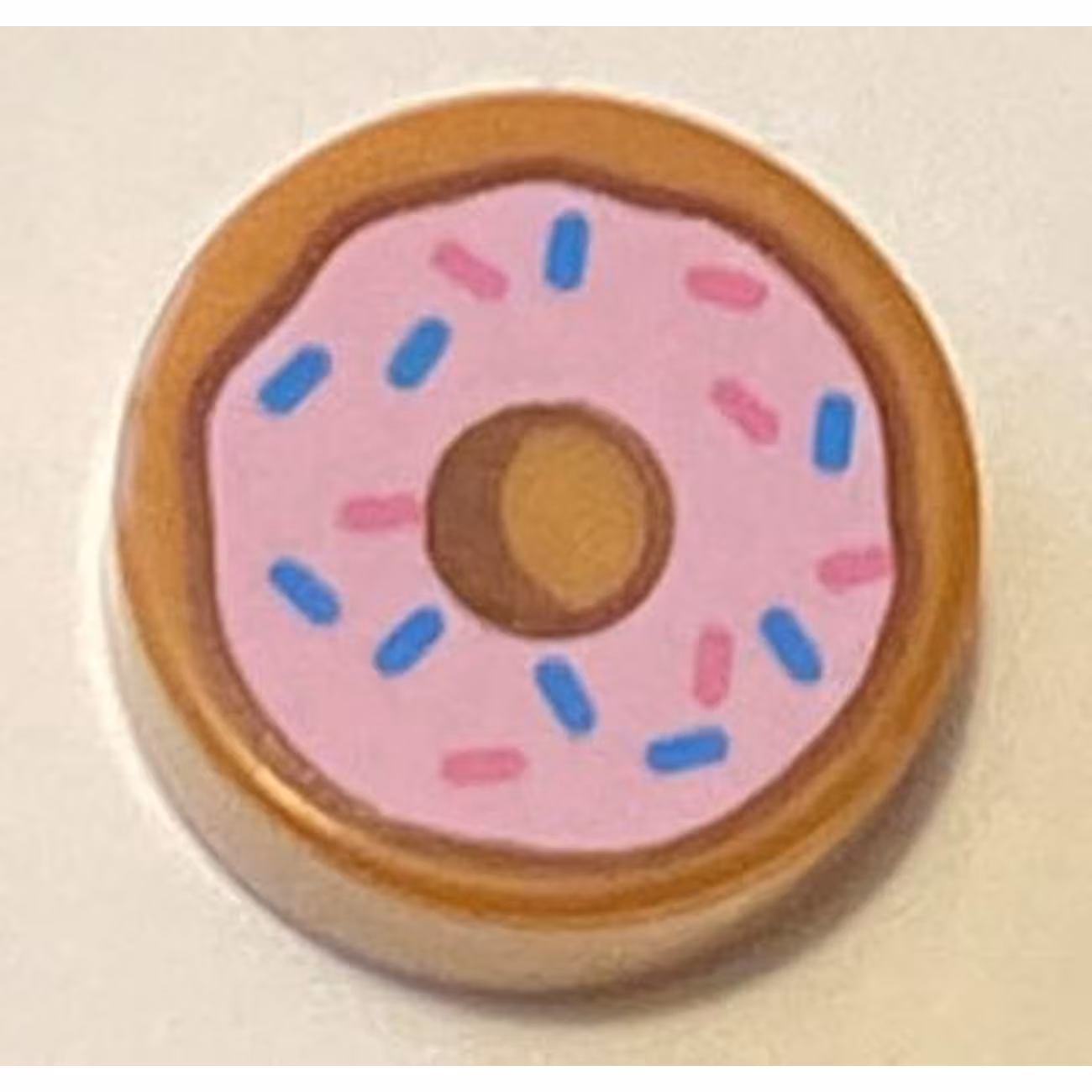 Tile, Round 1 x 1 with Donut / Doughnut with Bright Pink Frosting and Dark Azure and Dark Pink Sprinkles Pattern Tile, Round 1 x 1 with Donut / Doughnut with Bright Pink Frosting and Dark Azure and Dark Pink Sprinkles Pattern